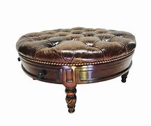 Image result for Round Leather Ottoman