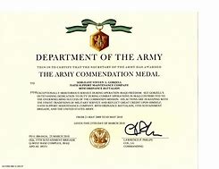 Image result for Military Award Certificates