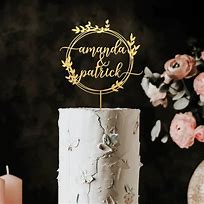 Image result for Name Wedding Cake Topper Gold