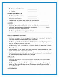 Image result for Wedding Photography Contract Template