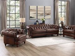 Image result for Farmhouse Living Room with Leather Sofa