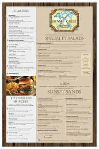 Image result for Sunset Grill Menu with Prices