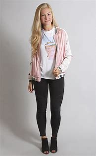 Image result for Pink Satin Bomber Jacket