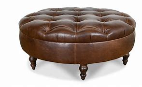 Image result for Round Leather Ottoman