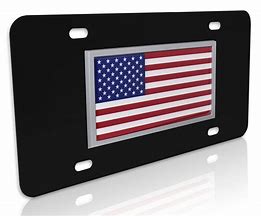 Image result for Black US Flag License Plate Frames