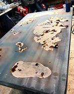 Image result for Epoxy Table Blue with White Waves