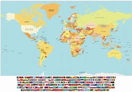 Image result for World Map with Countries and Flags