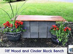 Image result for DIY Cinder Block and Wood Garden Bench