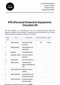 Image result for PPE Checklist Template