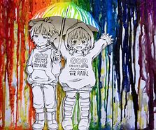 Image result for Rainbow Rain Painting