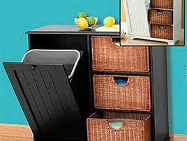 Image result for small kitchen cart with trash bin