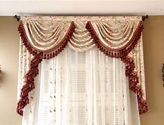 Image result for lace curtains with valance