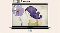 Vibrant Desktop Wallpaper for All Monitors 16:9 Instant Digital Download L Woman With Purple Flower - Etsy