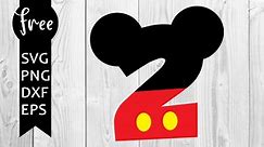 Micky numbers svg free, disney svg, birthday svg, two, instant download, free disney shirt svg, micky mouse svg, ears svg, png, dxf 0459