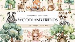 Woodland Animals Watercolor Clipart Baby Shower Clipart Cute Forest Animals Clip Art Woodland Nursery Decor Wall Art Boho Baby Clipart - Etsy