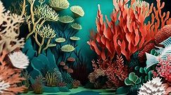 Animated illustration of a coral reef and stylized fish