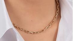 14k Gold Large Open Link Chain Necklace