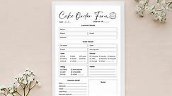 Cake Order Form, Bakery Order Form, Order Form Template, Simple Order Form, Order Tracker, Editable Canva Template, Small Business Forms - Etsy