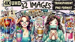 Tumbler Artists Clipart 32 PNG Drinkware Design Illustrations, Craft Art, Instant Digital Download, Unlimited Commercial Use for Crafts - Etsy