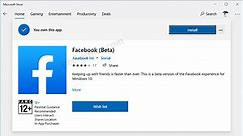 Download Facebook app for Windows 10 from Microsoft Store