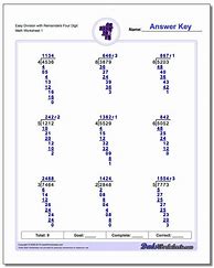 Image result for Long Division Worksheets with Answer Key