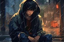 Image result for Depressed Animé Boy