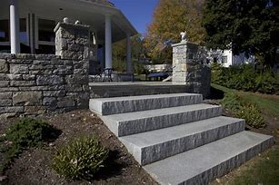 Image result for Metal Frame and Stone Front Steps