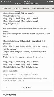 Image result for Mary Did You Know Gospel Song Lyrics