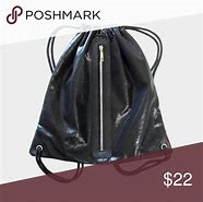 Image result for Black Drawstring Bag with Zipper Pocket