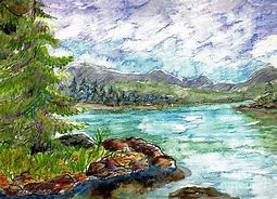 Image result for Lake Scene Paintings