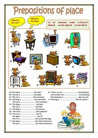 Image result for Preposition of Place Worksheet