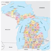 Image result for Michigan Map with County Names