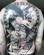 Image result for Wolf Back Tattoo Men