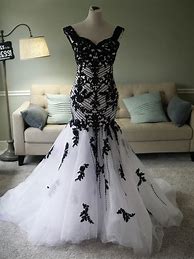 Image result for Black and White Wedding Dress