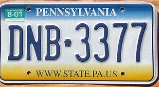 Image result for Pennsylvania License Plate