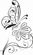 Image result for Flower Clip Art Black and White Butterfly