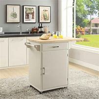 Image result for small kitchen cart with trash bin