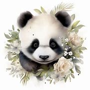 Image result for Panda That Has a Flowers