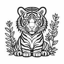 Image result for Cute Tiger Line Art