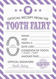 Image result for Tooth Fairy Receipt. Printable