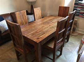 Image result for Wooden Dining Table with 6 Chairs