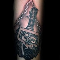 Image result for Mjolnir Tattoo Designs