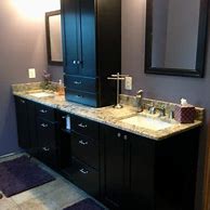 Image result for Bathroom Dark Cabinets