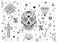 Image result for Sugar Skull Tattoo Flash Art