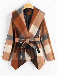 Image result for Plaid Wool Blend Coat