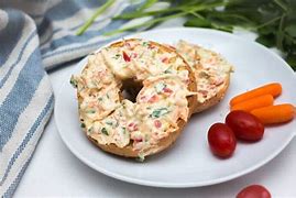 Image result for Bagel with Veggie Cream Cheese