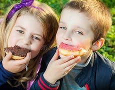 Image result for Kids Eating a Dount