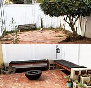 Image result for DIY Cinder Block and Wood Garden Bench