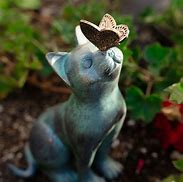 Image result for Cat Statue with Butterfly