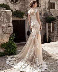 Image result for Champagne Lace Wedding Dress